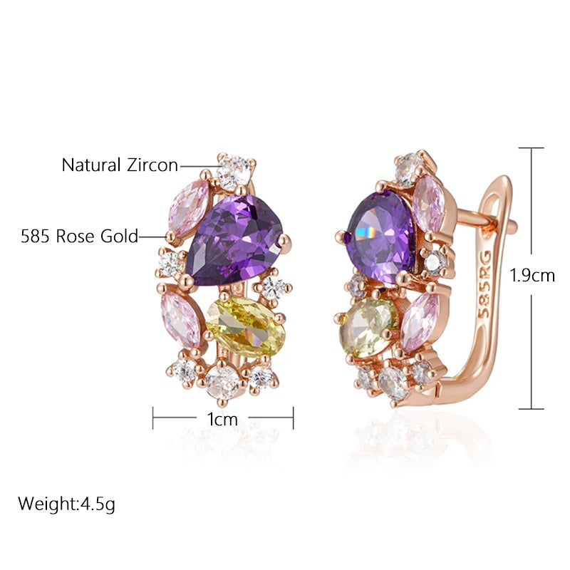 Purple Natural Zircon Drop Earrings