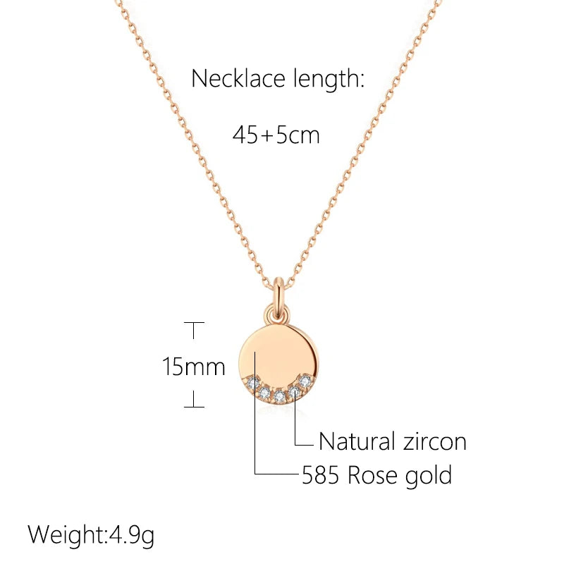 Glossy Coin-Shape Rose Gold Plated Zircon Pendant