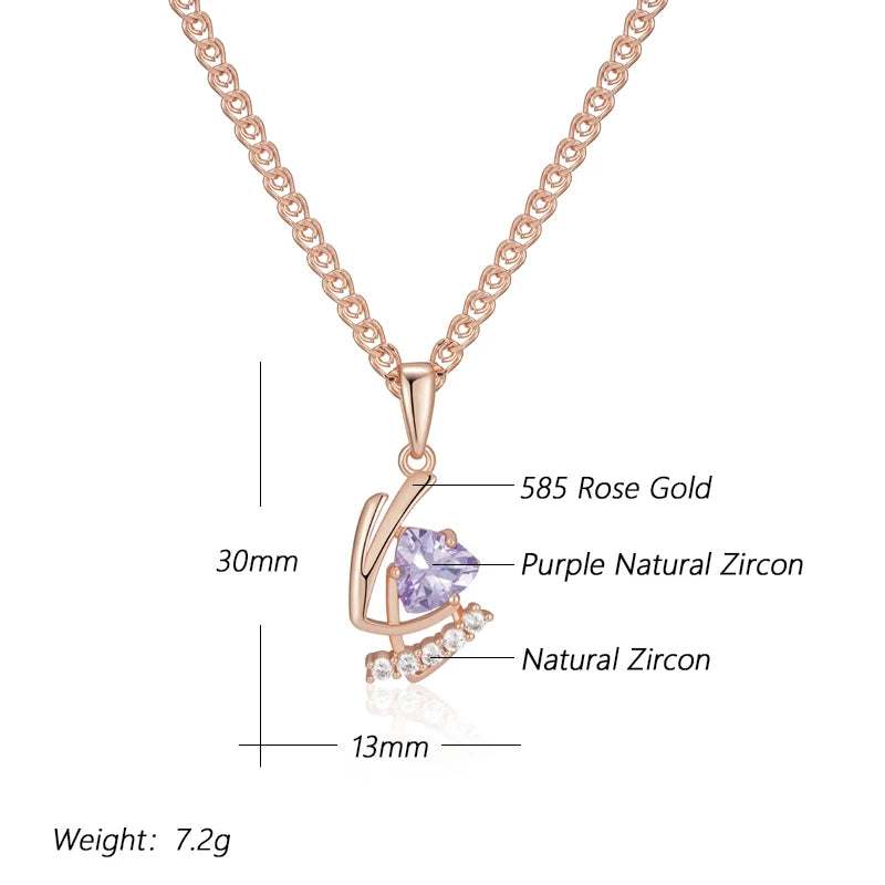Sparkling Purple Natural Zircon Pendant & Necklace for Women
