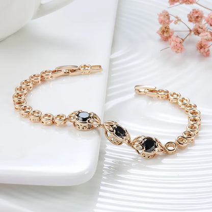 Black Natural Zircon Rose Gold Zircon Bracelet