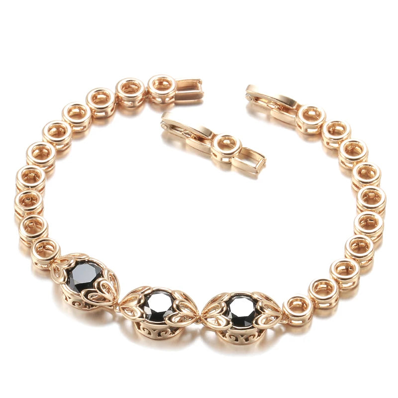 Black Natural Zircon Rose Gold Zircon Bracelet