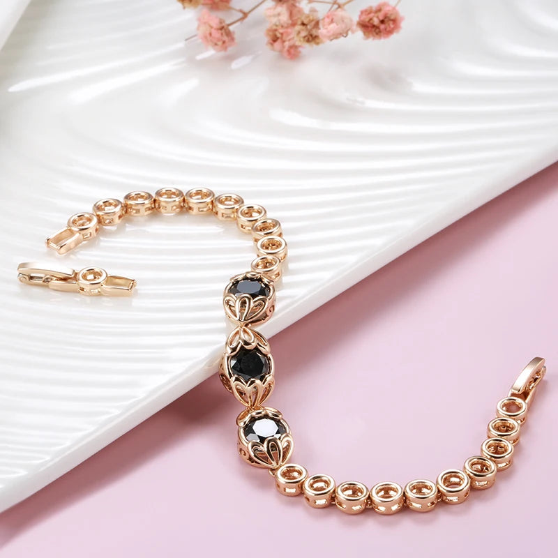 Black Natural Zircon Rose Gold Zircon Bracelet