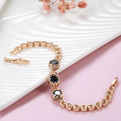 Black Natural Zircon Rose Gold Zircon Bracelet