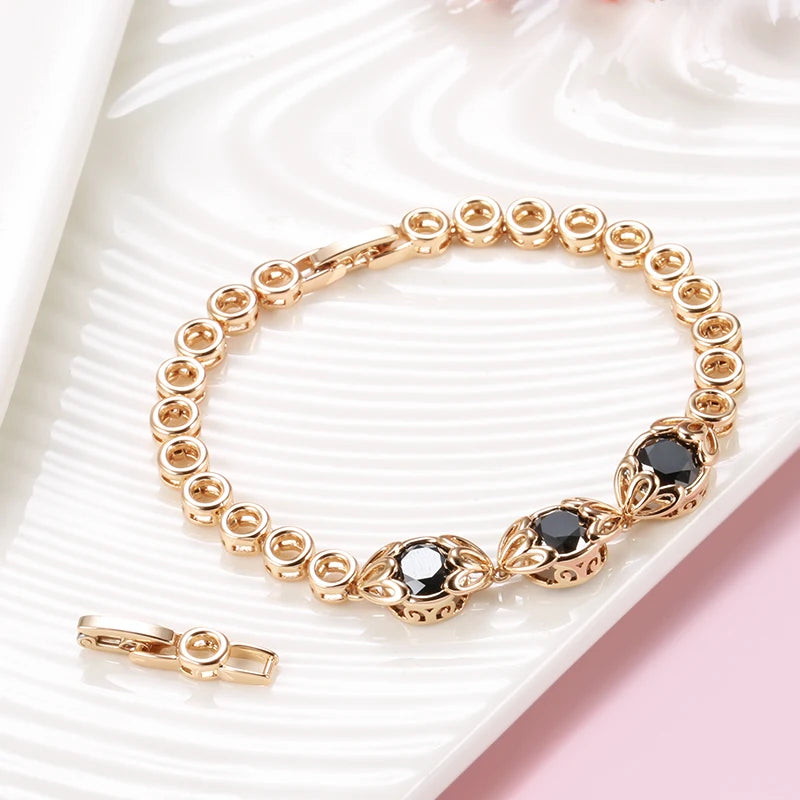 Black Natural Zircon Rose Gold Zircon Bracelet
