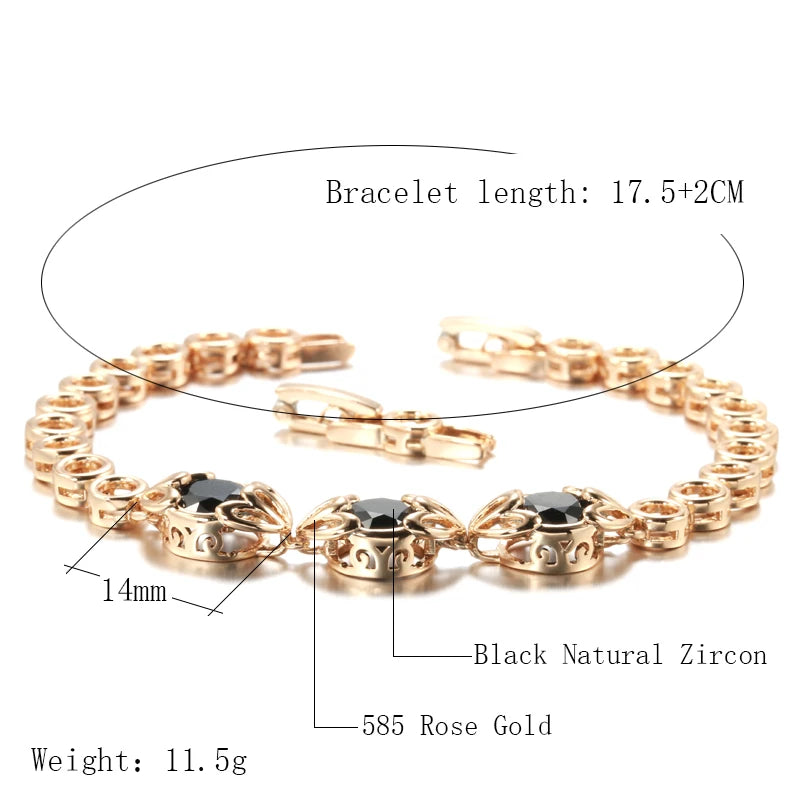 Black Natural Zircon Rose Gold Zircon Bracelet