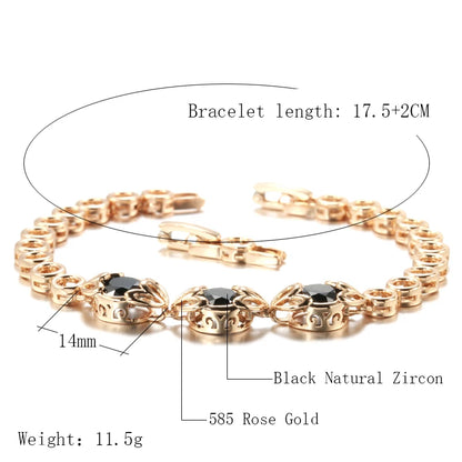 Black Natural Zircon Rose Gold Zircon Bracelet