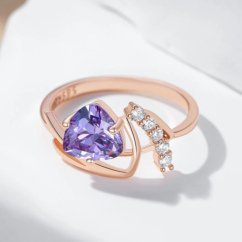 The Purple Natural Zircon & Rose Gold Ring