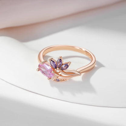 Multicolour Zircon Floral Pendant Ring