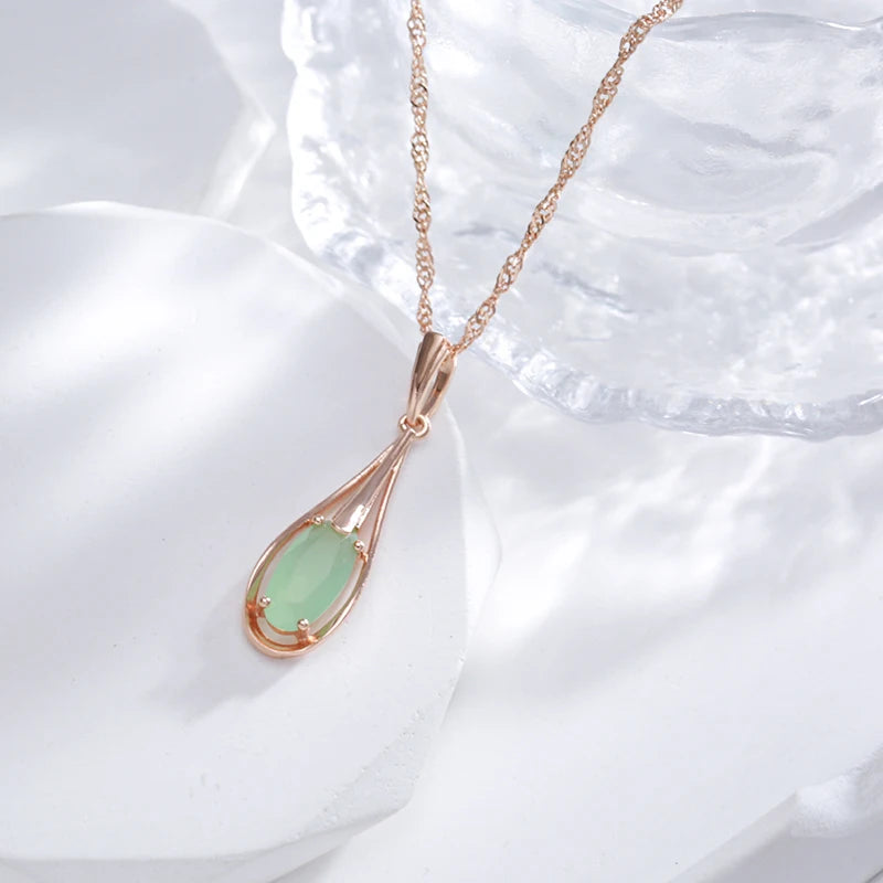 Green Emerald Natural Zircon Drop Pendant Necklace
