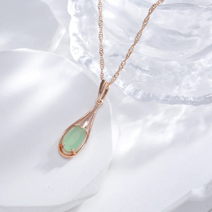 Green Emerald Natural Zircon Drop Pendant Necklace