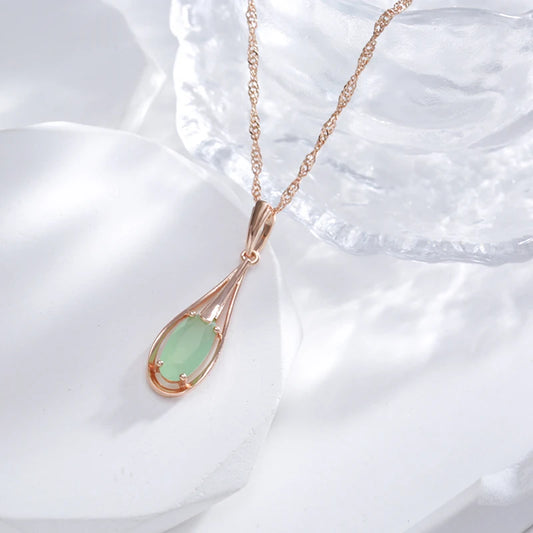 Green Emerald Natural Zircon Drop Pendant Necklace
