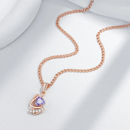Sparkling Purple Natural Zircon Pendant & Necklace for Women