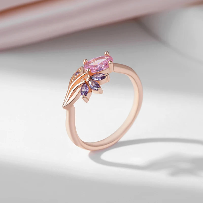 Multicolour Zircon Floral Pendant Ring