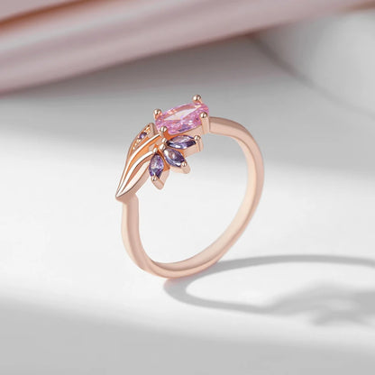 Multicolour Zircon Floral Pendant Ring