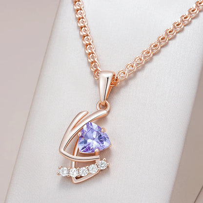 Sparkling Purple Natural Zircon Pendant & Necklace for Women