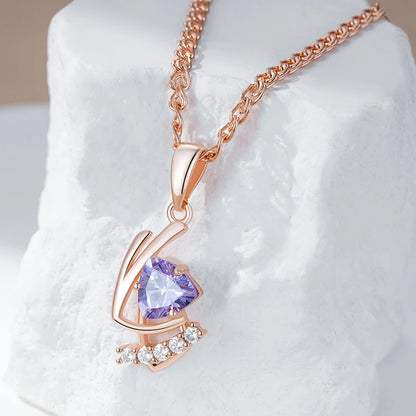 Sparkling Purple Natural Zircon Pendant & Necklace for Women