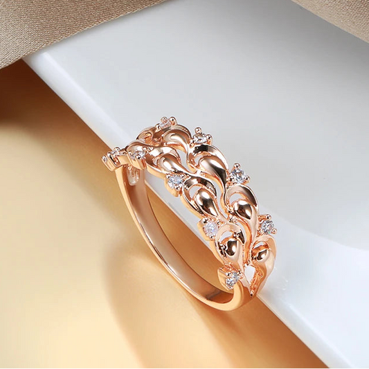 Rose Gold Zircon Teardrop Ring