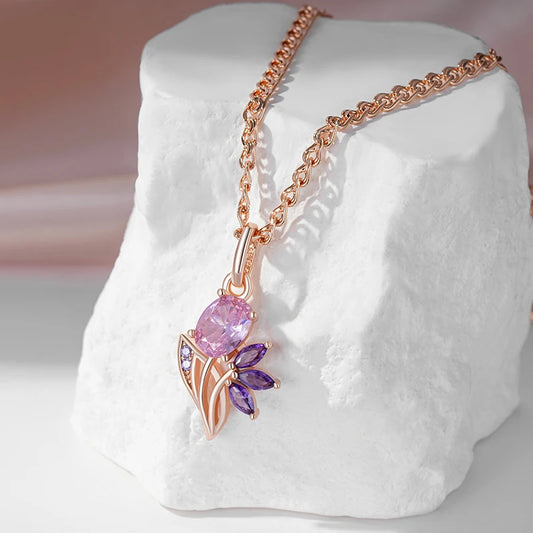 Multicolor Zircon Floral Pendant Necklace