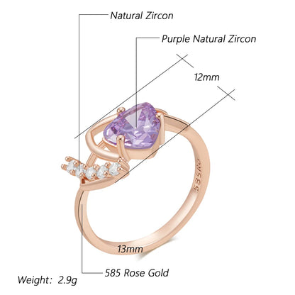 The Purple Natural Zircon & Rose Gold Ring