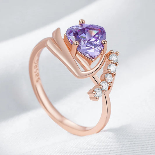 The Purple Natural Zircon & Rose Gold Ring